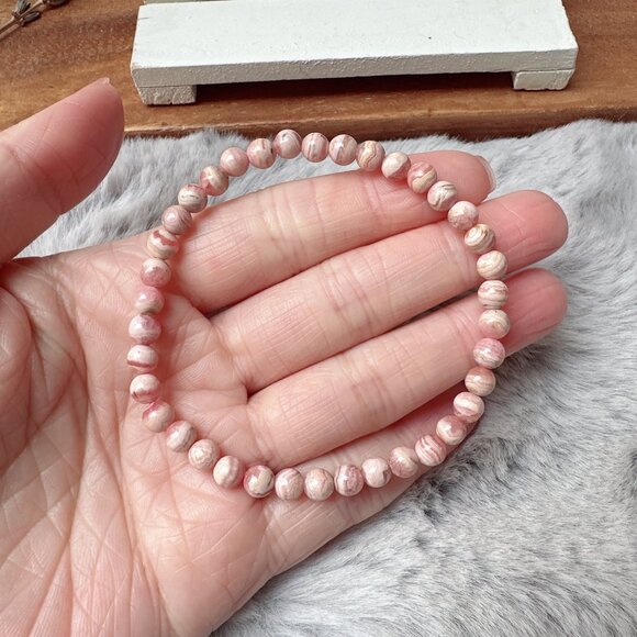 MM&H Designs Jewelry - 5mm Mini Rhodochrosite Beads Stretch Bracelet